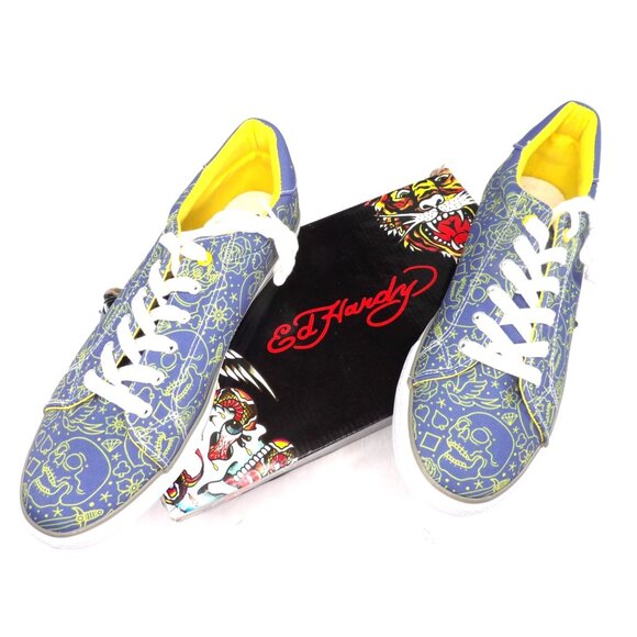 Ed Hardy Other - Ed Hardy Star and Skull Print Low Top Sneakers 11.5 New